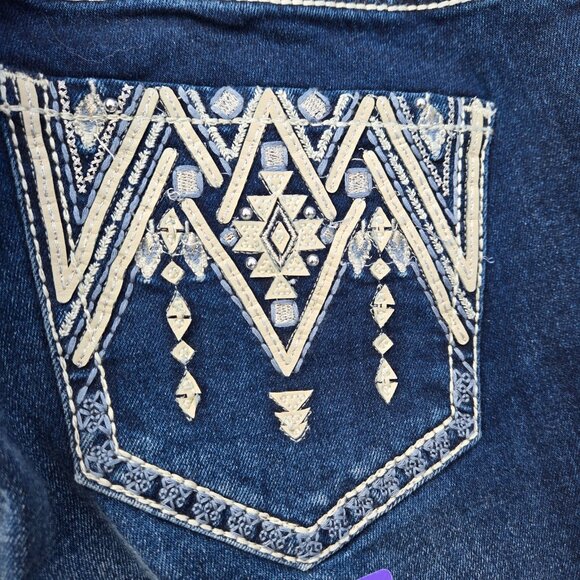 Y2K Deadstock Bootcut Jeans Rock & Roll Denim Size 27 Dark Wash Mid Rise - Picture 5 of 12